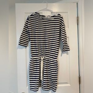 Vineyard Vines Stripe 3/4 Sleeve Drawstring Terry Dress.